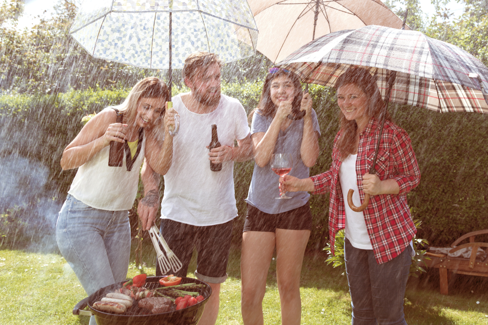 grillen bei regen